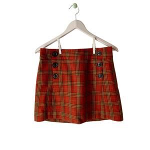 Gap Orange And Brown Plaid Mini Skirt Size 2